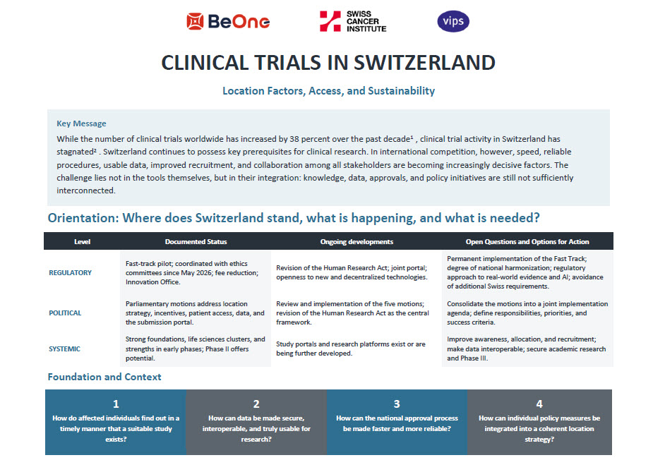 Strategic Position Paper: Clinical Trials in Switzerland (Horizon Event, 9 Sept 2026, Basel)